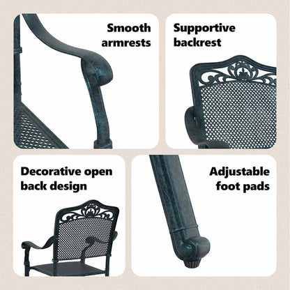 Garden Chair 2 pcs Green 64 x 62 x 93cm Aluminium