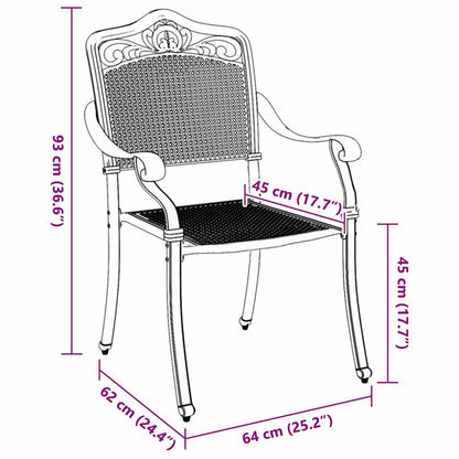 Garden Chair 2 pcs Green 64 x 62 x 93cm Aluminium