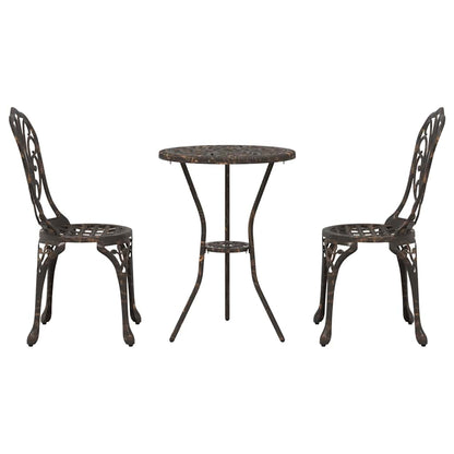 Garden Bistro Set 3 pcs Bronze Aluminium