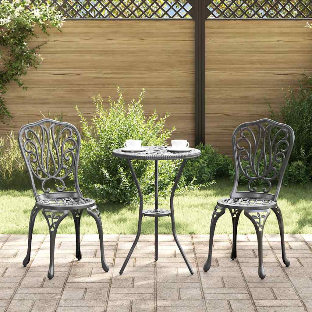 Garden Bistro Set 3 pcs Black Aluminium