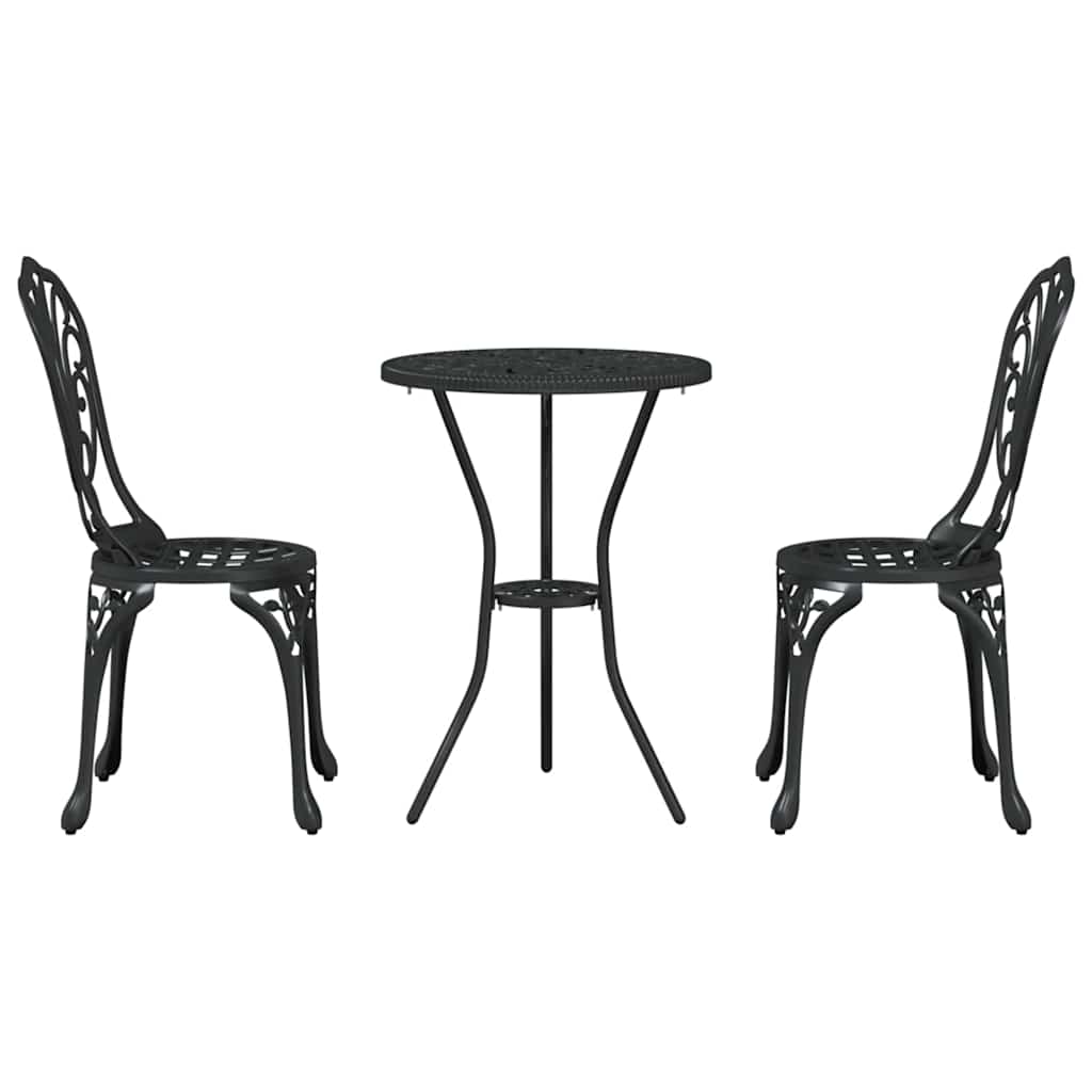 Garden Bistro Set 3 pcs Black Aluminium