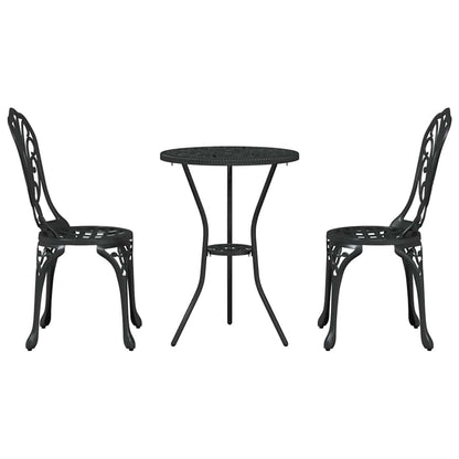 Garden Bistro Set 3 pcs Black Aluminium