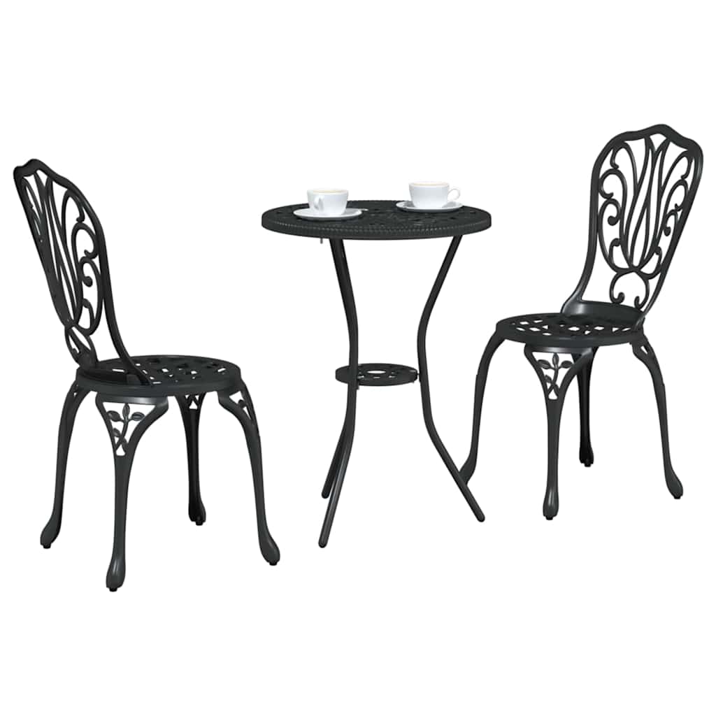 Garden Bistro Set 3 pcs Black Aluminium