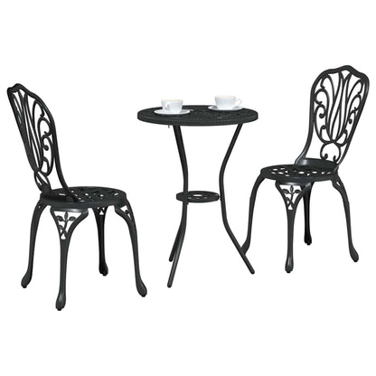 Garden Bistro Set 3 pcs Black Aluminium