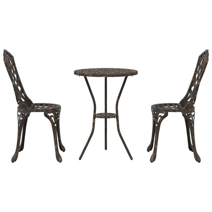 Garden Bistro Set 3 pcs Bronze Aluminium