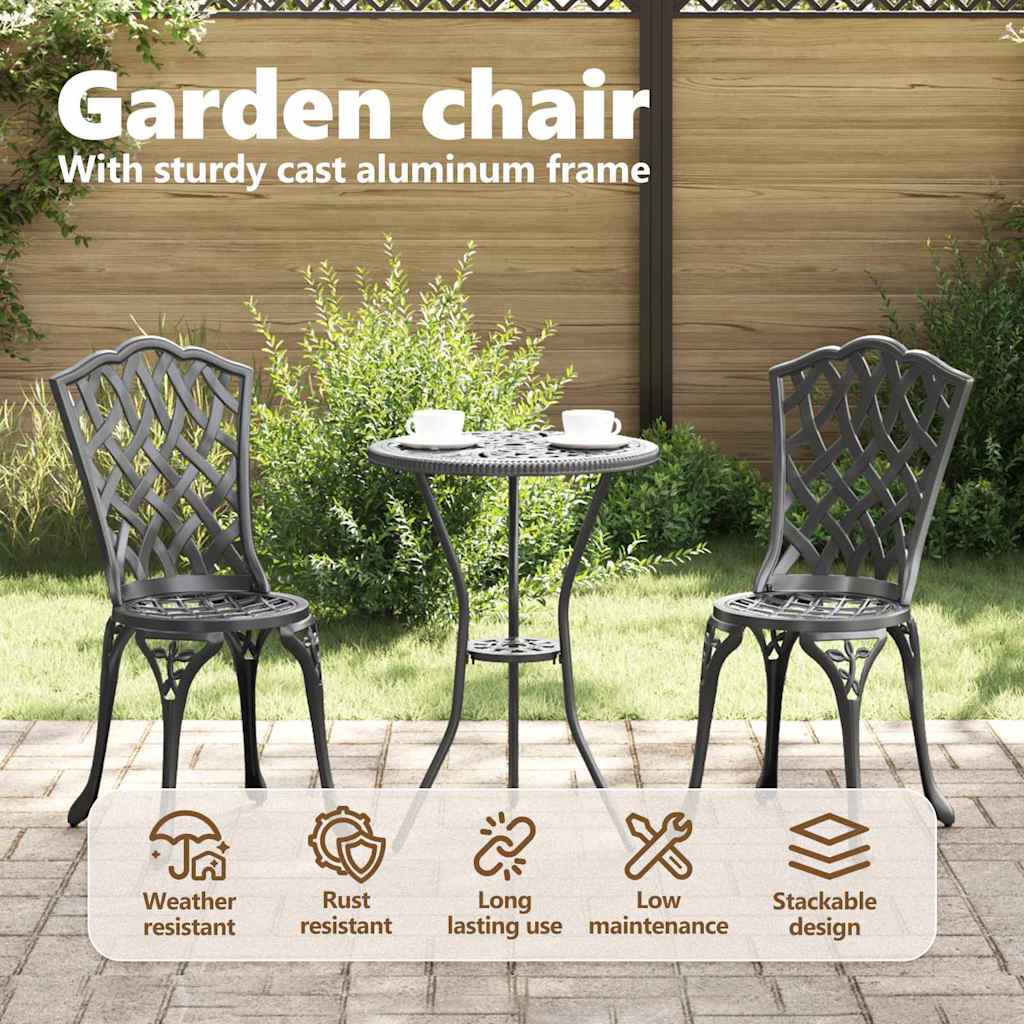 Garden Chair 2 pcs Black 39 x 40 x 87cm Aluminium