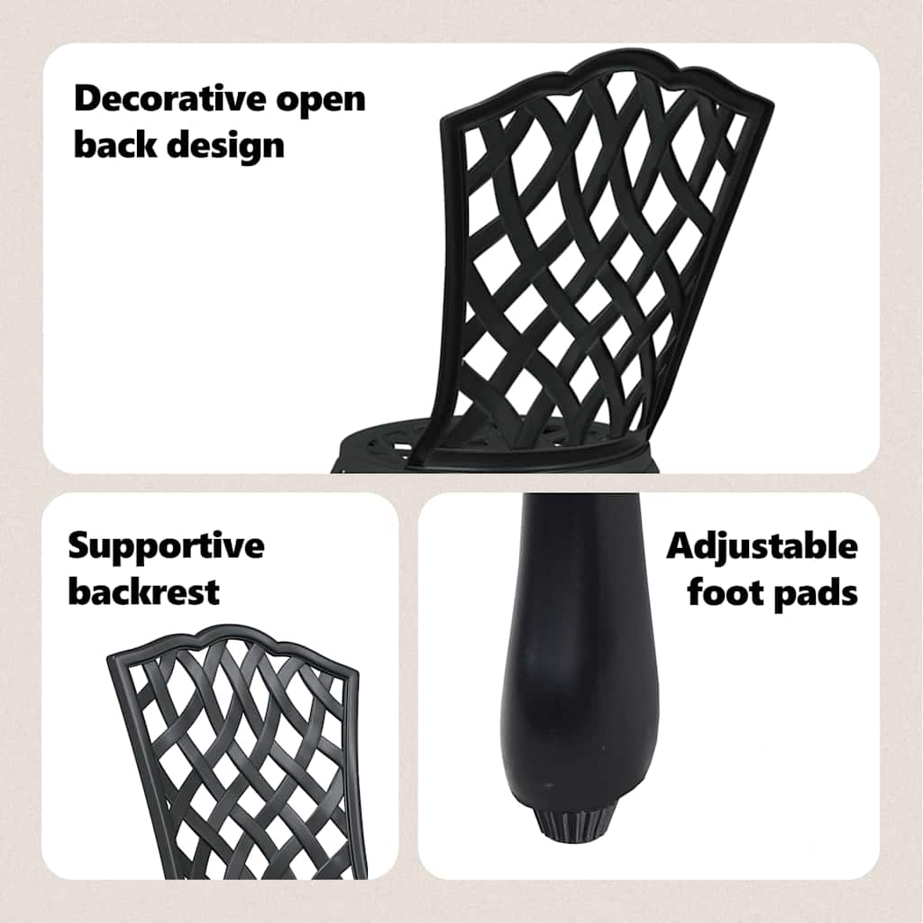 Garden Chair 2 pcs Black 39 x 40 x 87cm Aluminium