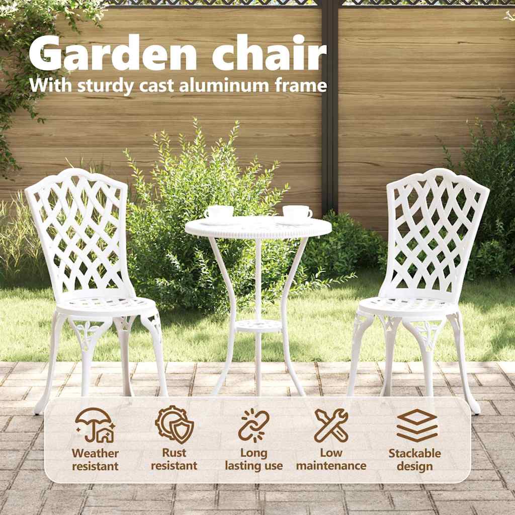Garden Chair 2 pcs White 39 x 40 x 87cm Aluminium