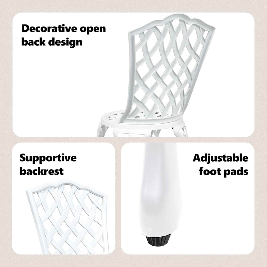 Garden Chair 2 pcs White 39 x 40 x 87cm Aluminium