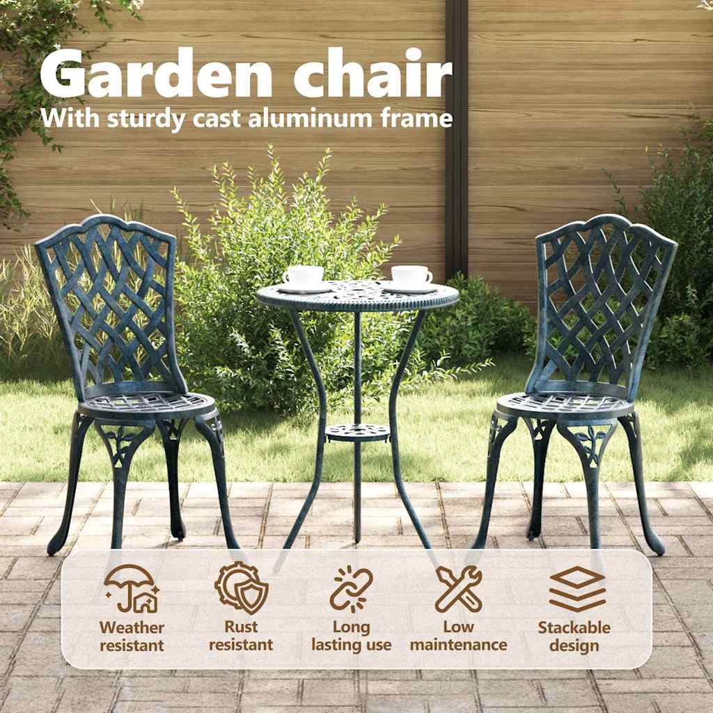 Garden Chair 2 pcs Green 39 x 40 x 87cm Aluminium