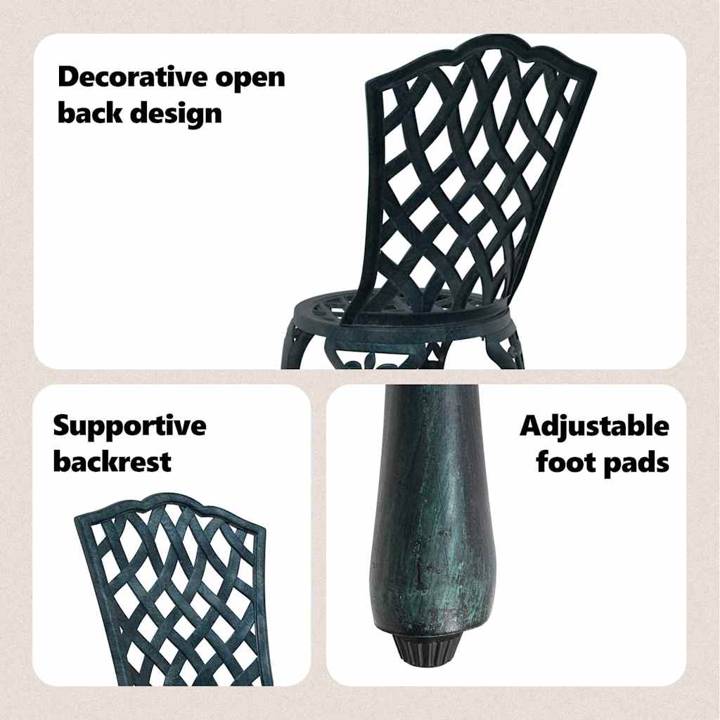 Garden Chair 2 pcs Green 39 x 40 x 87cm Aluminium