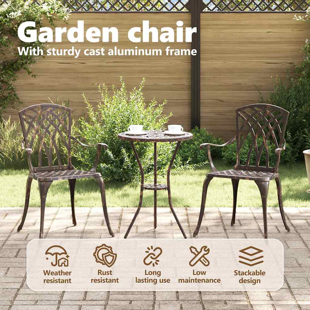 Garden Chair 2 pcs Bronze 53 x 51 x 88.5cm Aluminium