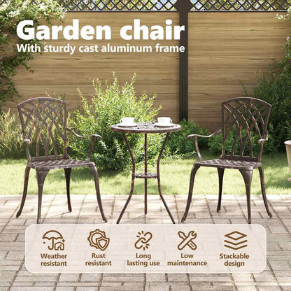 Garden Chair 2 pcs Bronze 53 x 51 x 88.5cm Aluminium