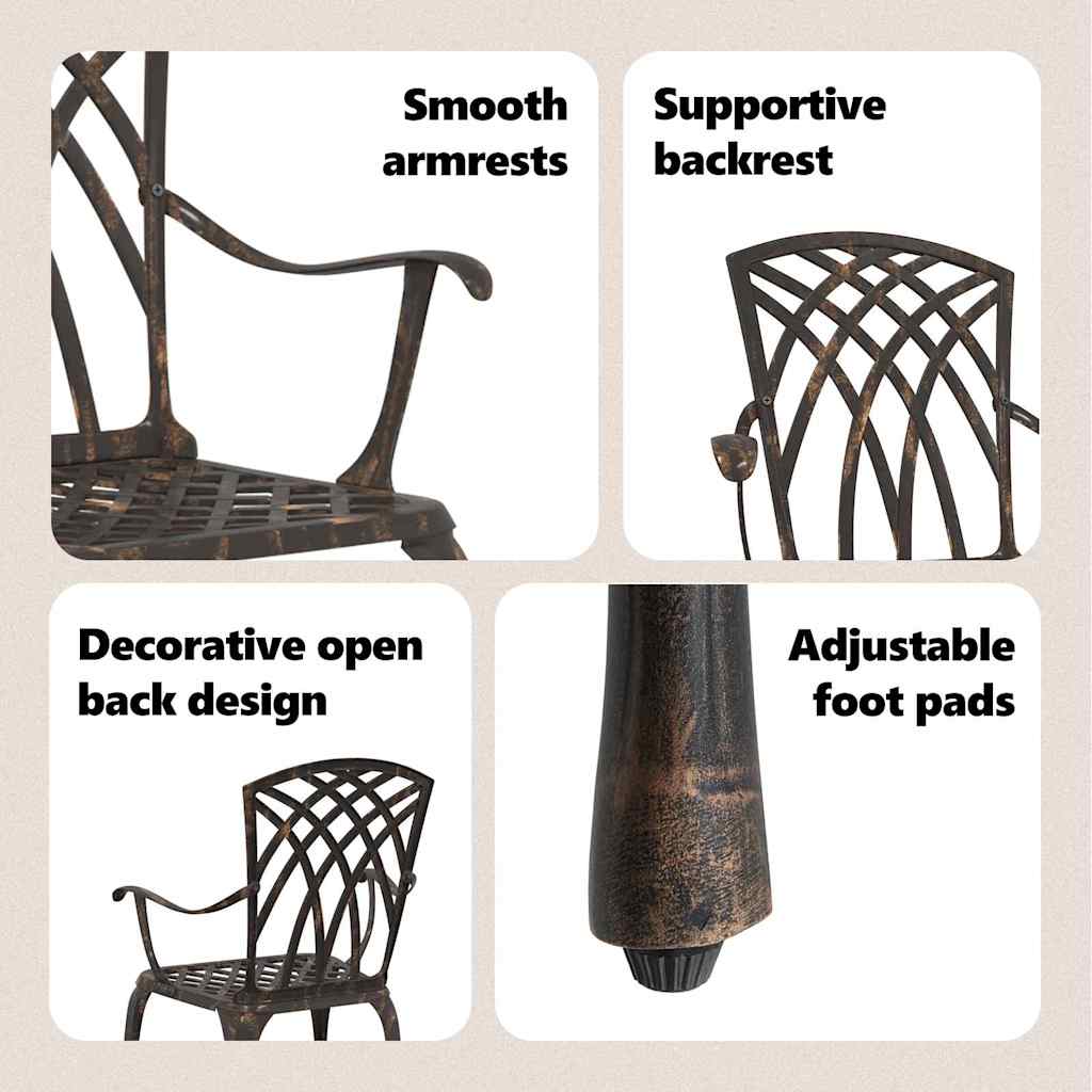 Garden Chair 2 pcs Bronze 53 x 51 x 88.5cm Aluminium
