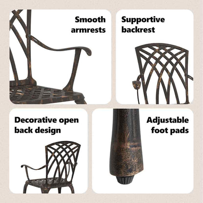 Garden Chair 2 pcs Bronze 53 x 51 x 88.5cm Aluminium