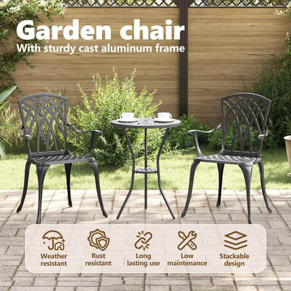 Garden Chair 2 pcs Black 53 x 51 x 88.5cm Aluminium