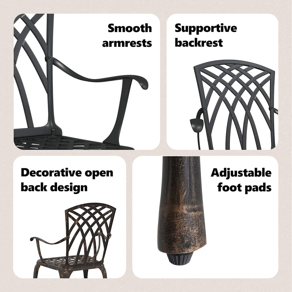 Garden Chair 2 pcs Black 53 x 51 x 88.5cm Aluminium
