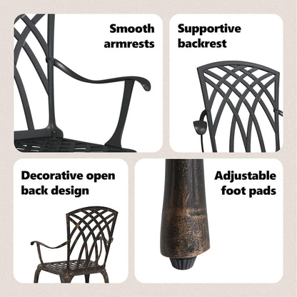 Garden Chair 2 pcs Black 53 x 51 x 88.5cm Aluminium