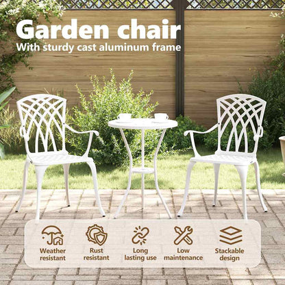 Garden Chair 2 pcs White 53 x 51 x 88.5cm Aluminium