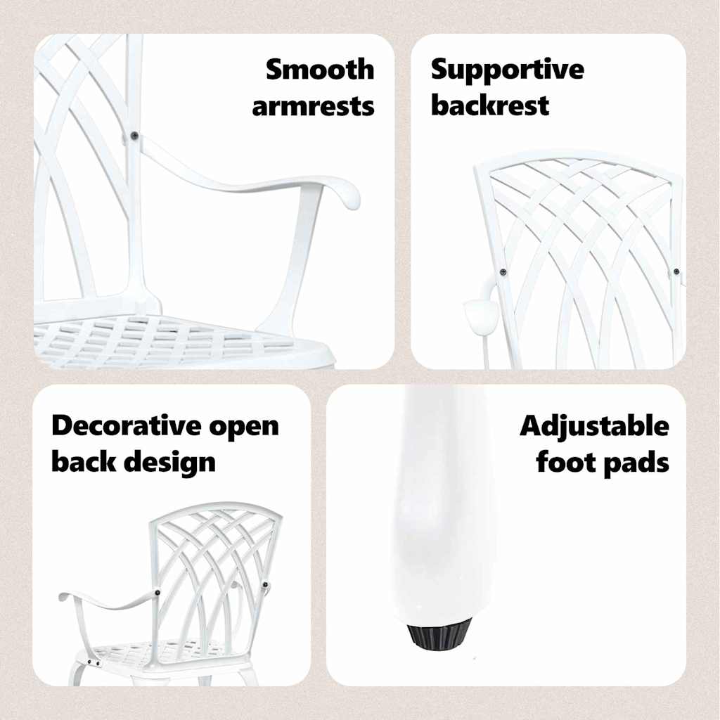 Garden Chair 2 pcs White 53 x 51 x 88.5cm Aluminium