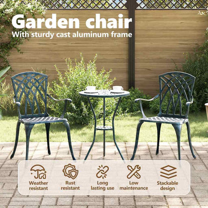 Garden Chair 2 pcs Green 53 x 51 x 88.5cm Aluminium