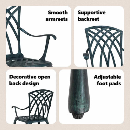 Garden Chair 2 pcs Green 53 x 51 x 88.5cm Aluminium