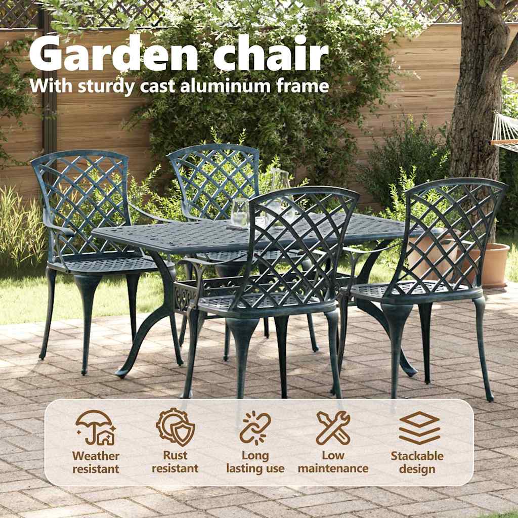 Garden Chair 4 pcs Green 61 x 60.5 x 93cm Aluminium