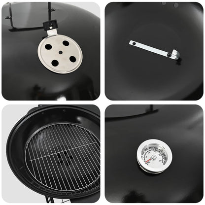 Outdoor Grill with Wheel Black 91 x 71 x 107 cm Metal