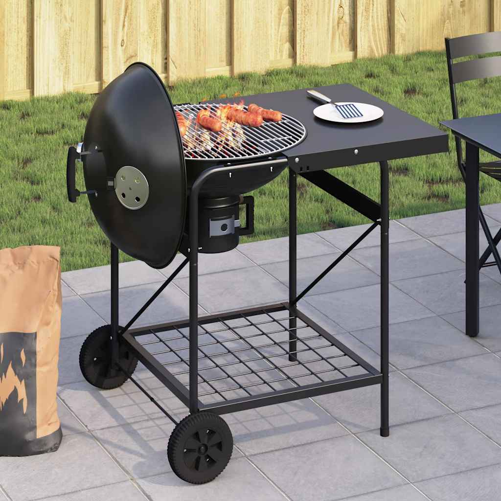 Outdoor Grill with Wheel Black 91 x 71 x 107 cm Metal