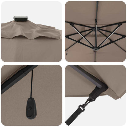 Umbrella Taupe 286 x 284 x 270 cm Aluminium and Polyester