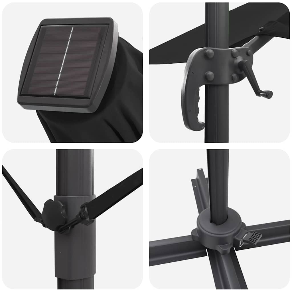 Umbrella Black 286 x 284 x 270 cm Aluminium and Polyester