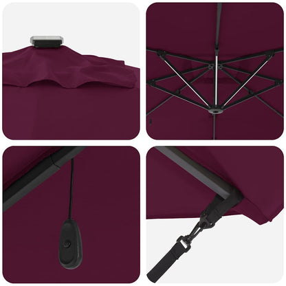 Umbrella with LED Strip Lights Bordeaux Red 286 x 284 x 270 cm
