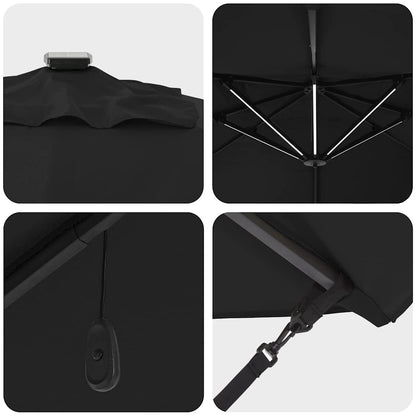 Umbrella Black 352 x 251 x 265 cm Polyester and Aluminium