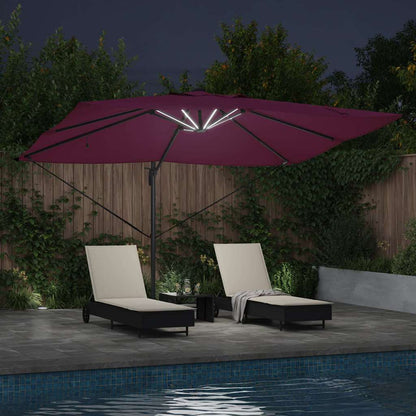 Umbrella with LED Strip Lights Bordeaux Red 352 x 251 x 265 cm