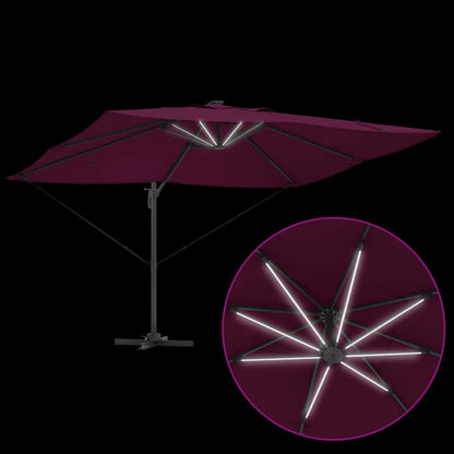 Umbrella with LED Strip Lights Bordeaux Red 352 x 251 x 265 cm