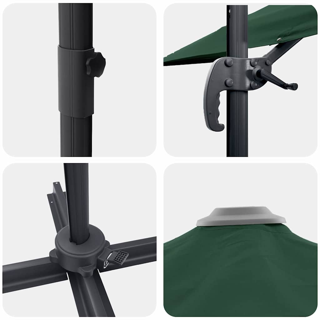 Roma Parasol Green 286 x 284 x 265 cm Aluminium and Polyester
