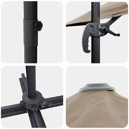 Roma Parasol Taupe 286 x 284 x 265 cm Aluminium and Polyester