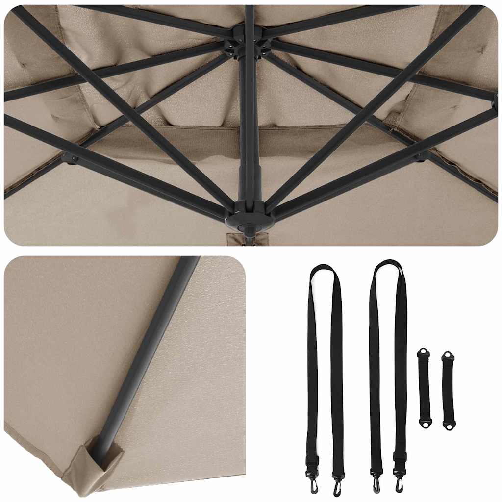 Roma Parasol Taupe 286 x 284 x 265 cm Aluminium and Polyester