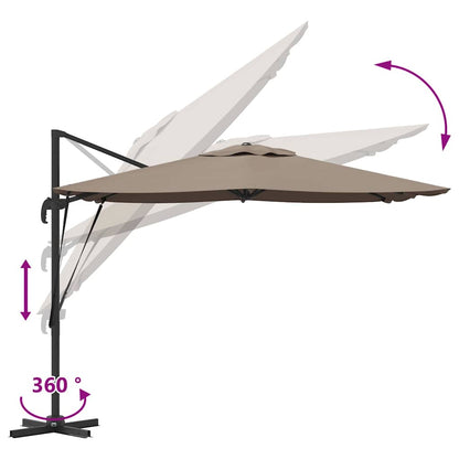 Roma Parasol Taupe 286 x 284 x 265 cm Aluminium and Polyester