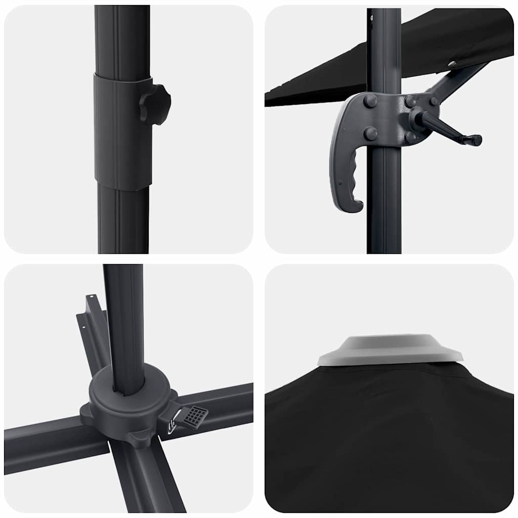 Roma Parasol Black 286 x 284 x 265 cm Aluminium and Polyester