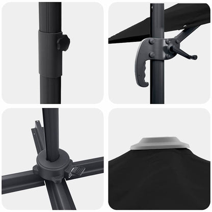 Roma Parasol Black 286 x 284 x 265 cm Aluminium and Polyester