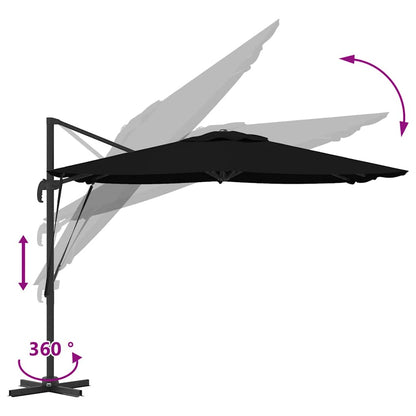 Roma Parasol Black 286 x 284 x 265 cm Aluminium and Polyester