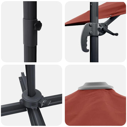 Roma Parasol Red 286 x 284 x 265 cm Aluminium and Polyester