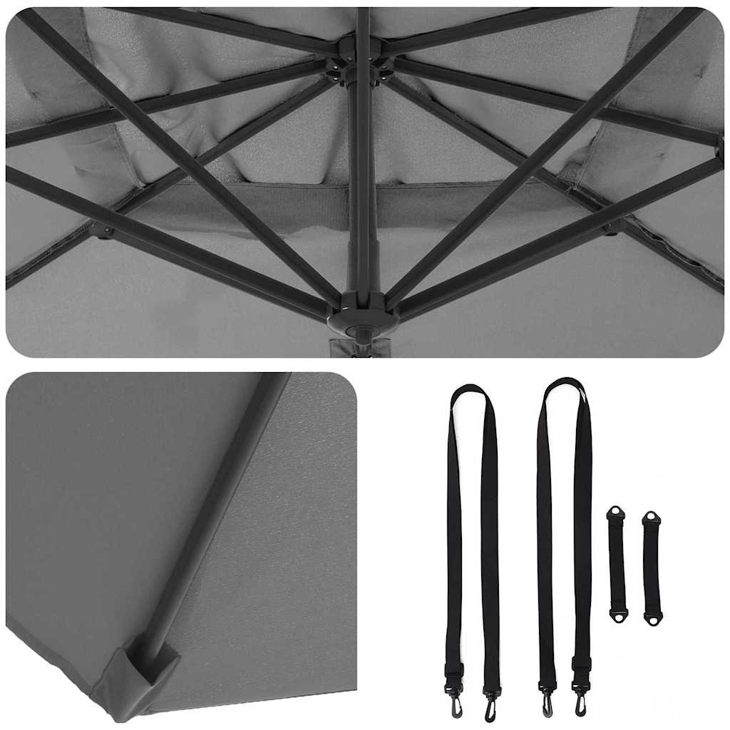 Umbrella Anthracite 351 x 250 x 260 cm Polyester and Aluminium