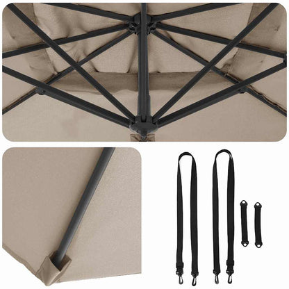 Umbrella Taupe 351 x 250 x 260 cm Polyester and Aluminium