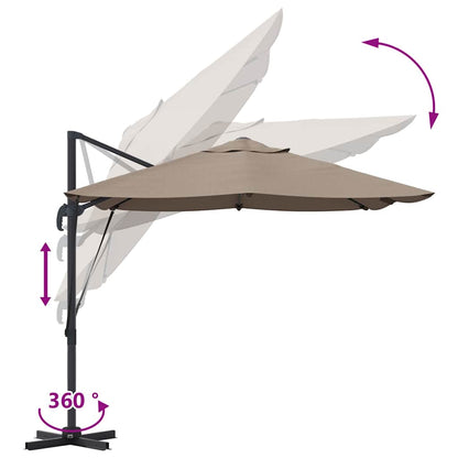 Umbrella Taupe 351 x 250 x 260 cm Polyester and Aluminium