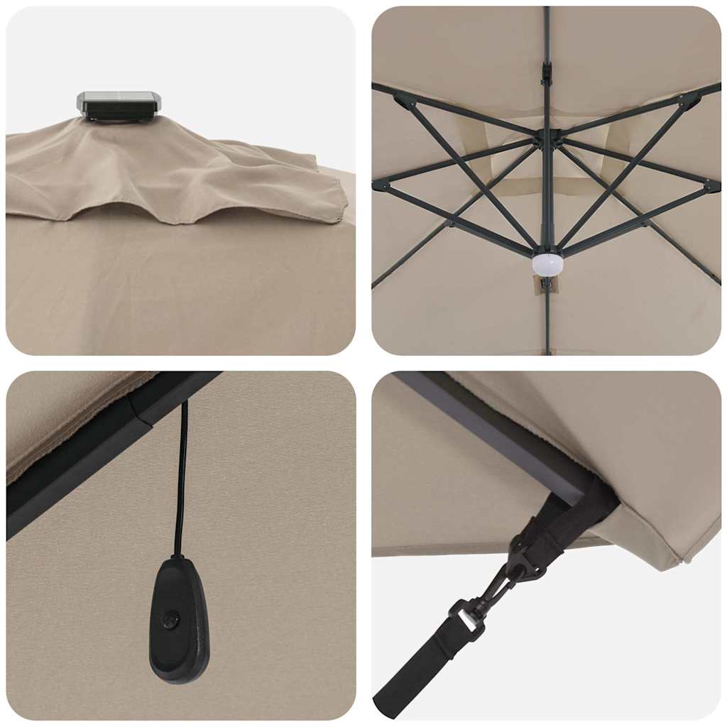 Umbrella Taupe 351 x 250 x 253 cm Polyester and Aluminium