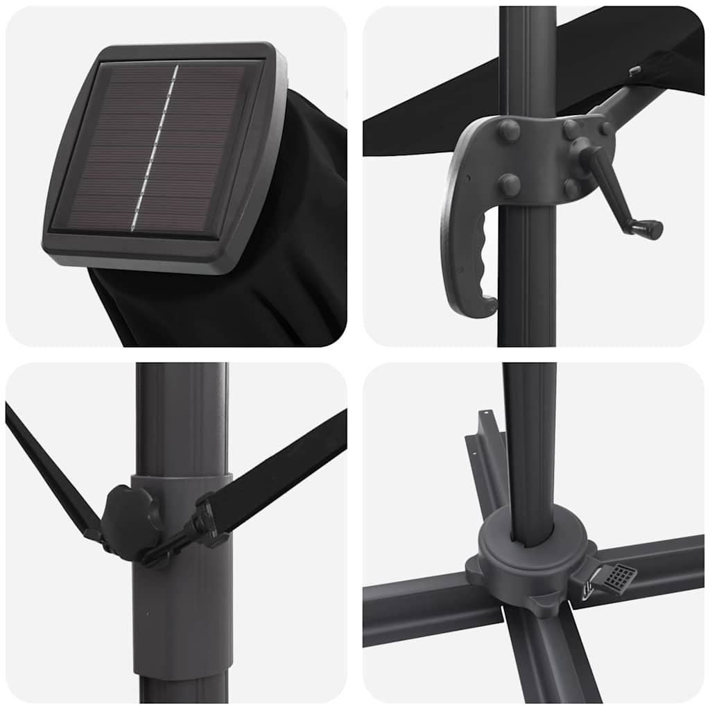 Umbrella Black 351 x 250 x 253 cm Polyester and Aluminium
