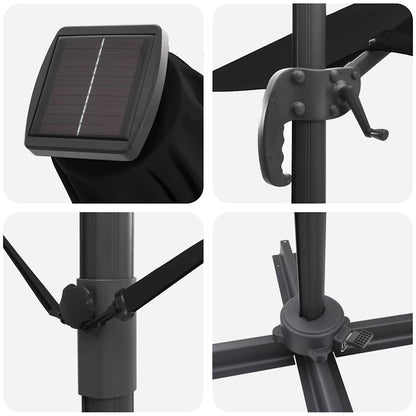 Umbrella Black 351 x 250 x 253 cm Polyester and Aluminium
