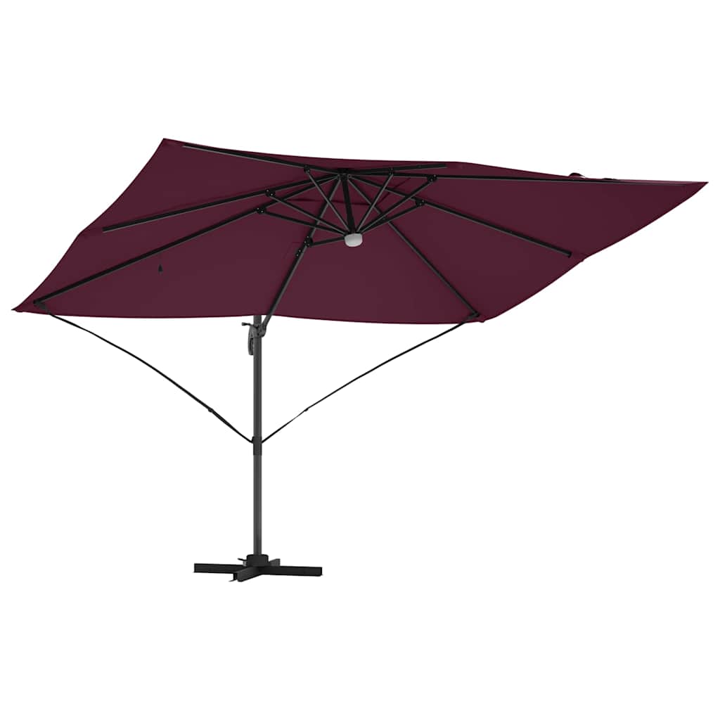 Umbrella with LED Strip Lights Bordeaux Red 351 x 250 x 253 cm